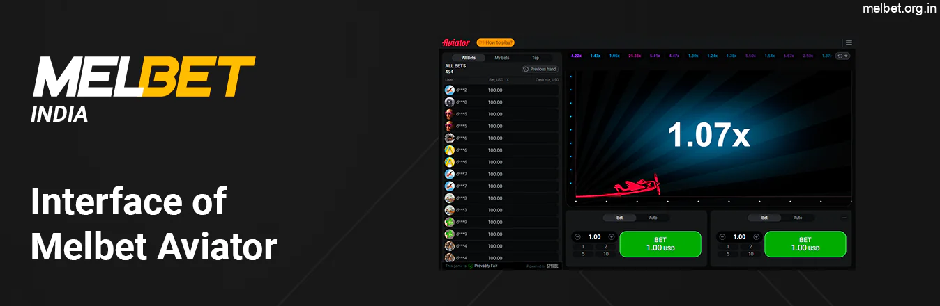 Melbet Aviator Interface