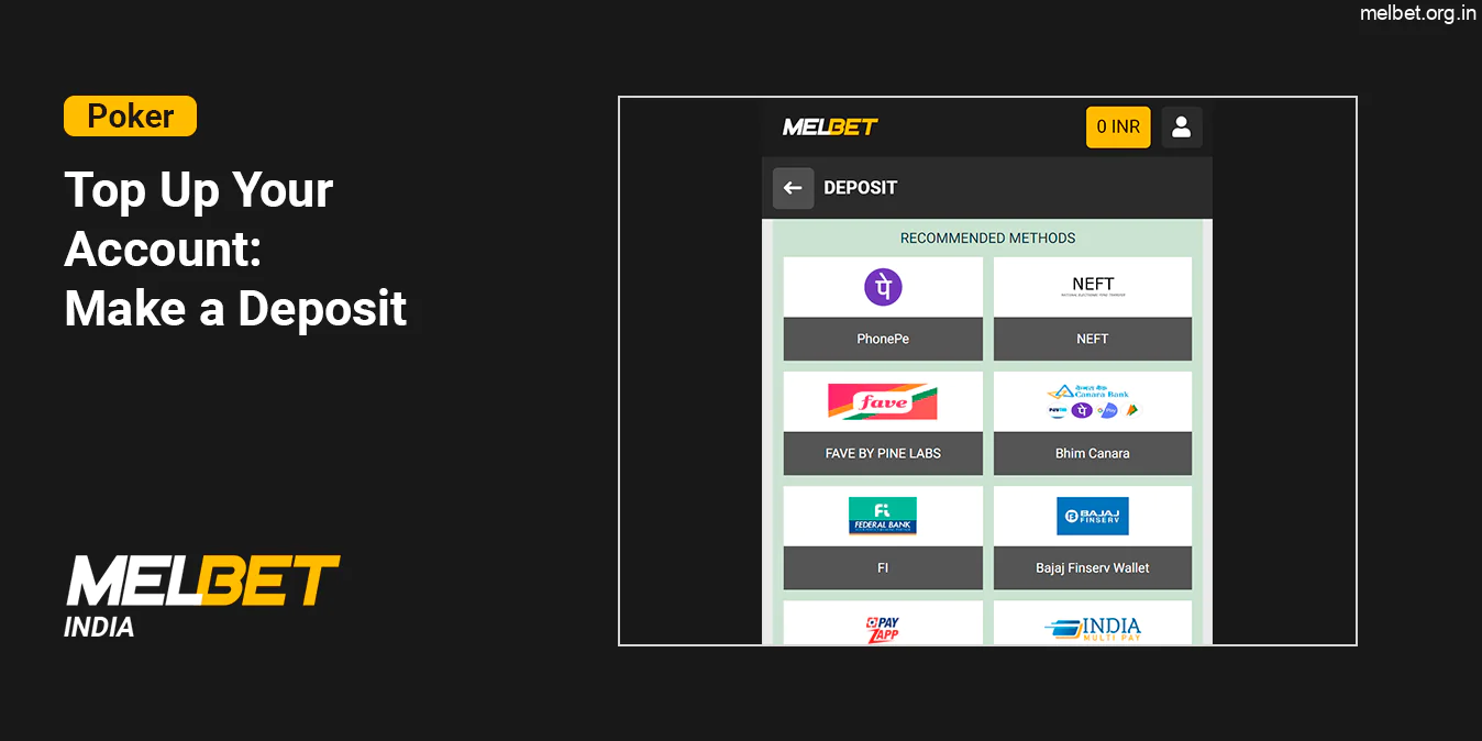 Top Up Your Account to Play Poker - Melbet India