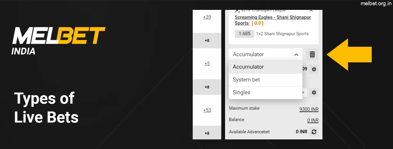 Melbet Types of Live Bets